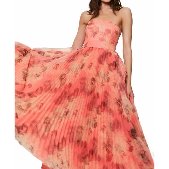 NEW HUTCH costella gown in pink brushes floral